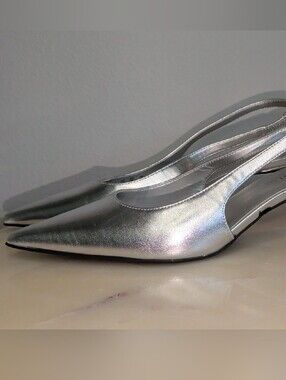Karl Lagerfeld Silver Slingback Heels